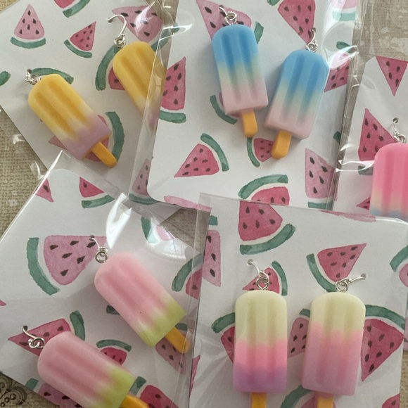 Pinup style Popsicle earrings on Sterling silver hook - Picture 7 of 8